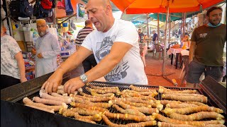 Sicilian Street Food in Palermo 🇮🇹 CRAZY Italian BBQ  HUGE Arancini in Sicily [upl. by Raphael391]