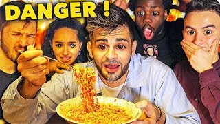 SPICY NOODLES CHALLENGE défi extreme feat HUGOPOSAY LONNI MAILE NICO MATHIEUX [upl. by Gnep]