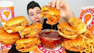 Popeyes Spicy Chicken Sandwich With Bloves Sauce • MUKBANG [upl. by Jar926]