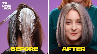 HOW TO DYE YOUR HAIR GREYSILVER  Brown to Silver Hair transition  TO DYE FOR [upl. by Davidde]