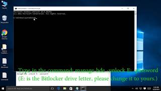 unlock bitlocker drive from command prompt without recovery key [upl. by Raul]