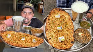 HUGE 20 Inch Maharaja Kulcha with 1 Bucket Lassi😱😱 Indian Street Food  Vadodara  Gujarat [upl. by Noterb]