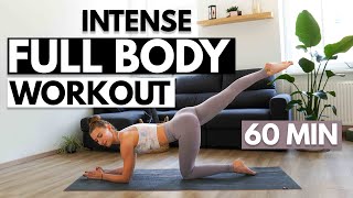 1 HOUR INTENSE FULL BODY PILATES WORKOUT  Intermediate Mat Pilates At Home  No Equipment [upl. by Ahsenroc]