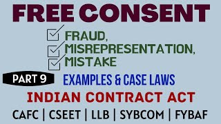 Fraud  Misrepresentation  Mistake  Free Consent  Indian Contract Act  Caselaws  Example [upl. by Noll810]