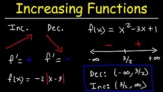 Increasing and Decreasing Functions  Calculus [upl. by Oirom875]