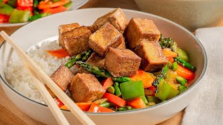 Crispy Pan Fried Tofu Recipe [upl. by Aidnahs]