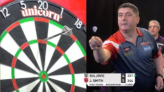 NINEDARTER Suljovic v JSmith  Players Championship 3 [upl. by Suolkcin]