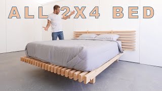 DIY Platform Bed Made from ONLY 2x4s  Modern Builds [upl. by Faso561]