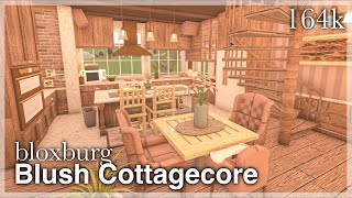 Bloxburg  Blush Cottagecore House Speedbuild interior  full tour [upl. by Arratahs]