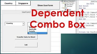 VBA Tutorial for Dependent Combo Boxes on UserForm  VBA Example [upl. by Spiers]