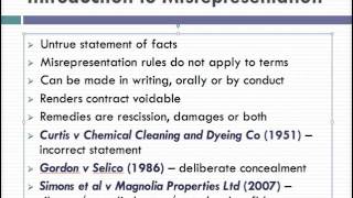 Misrepresentation Lecture 1 of 4 [upl. by Rimidalb719]