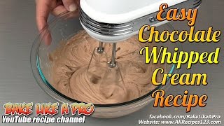 Easy Chocolate Whipped Cream Recipe [upl. by Dadinirt]