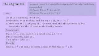 Abstract Algebra 1 The Subgroup Test [upl. by Dur]