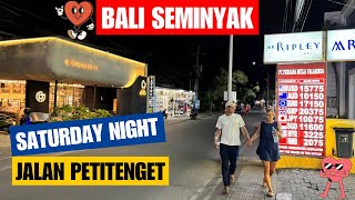 Bali Seminyak Night Street Walking Tour Today 2024 [upl. by Corby]