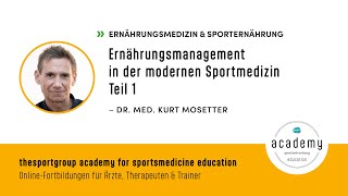 Ernährungsmanagement in der modernen Sportmedizin Teil 1 [upl. by Barbaresi]