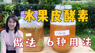 【种植39】水果皮环保酵素的制作方法，6种用途用法  酵素肥料、酵素防虫、酵素清洁剂怎么用，简单、天然、好闻 How to make fruit peel enzymes [upl. by Adnilreh515]