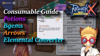 Item Guide Potions Blue Gems Arrows Elemental Converter  rox  Ragnarok X Next Generation [upl. by Arihsa964]