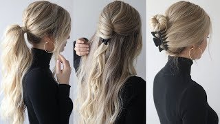 HOW TO EASY HAIRSTYLES wclaw clips  Claw clip hairstyles [upl. by Nyrhtak506]