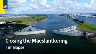 Closing the Dutch Maeslantkering flood defence  Timelapse [upl. by Yelda]