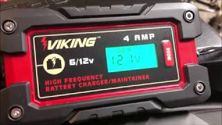 Harbor Freight  Viking 4 AMP Battery Charger Review And Demo 63350 [upl. by Meggie25]